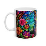 ماگ طرح سه بعدی جغد رنگی میان گل ها مدل NM3012