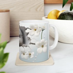 ماگ طرح سه بعدی سمور میان گل ها مدل NM3068