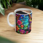 ماگ طرح سه بعدی جغد رنگی میان گل ها مدل NM3012