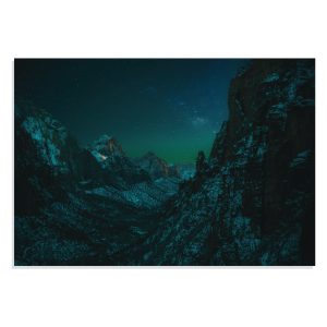 پوستر  طرح منظره شب کوهستان جنگلی Landscape Forest Mountains in Night Sky مدل NV0815
