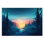 پوستر طرح نقاشی دیجیتال طلوع و طبیعت Sunrise & Nature مدل NV0978