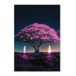 پوستر طرح رویایی درخت صورتی مدل M0026