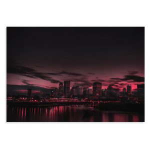 پوستر طرح آسمان قرمز شب منطقه شهری Red Night Sky Urban City مدل NV0855