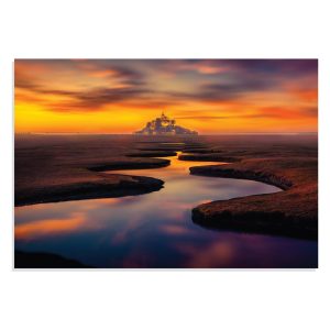 پوستر طرح غروب آفتاب France Mont Saint Michel Sunset مدل NV0801