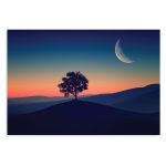 تابلو شاسی طرح درخت تنها و عصر تاریک Alone Tree in Dark Evening  مدل NV0885