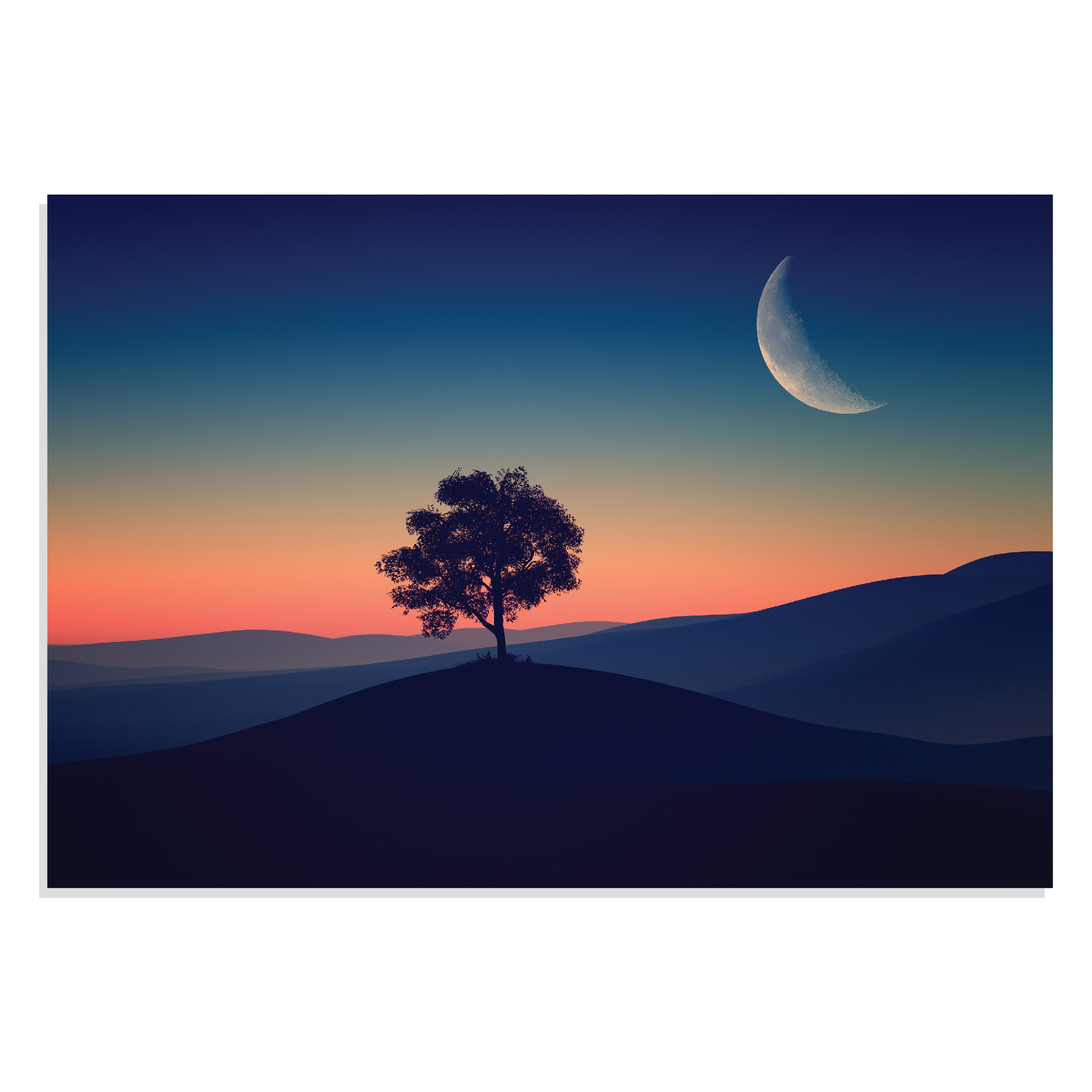 تابلو شاسی طرح درخت تنها و عصر تاریک Alone Tree in Dark Evening  مدل NV0885